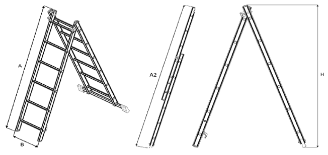 Схема двухсекционной стремянки